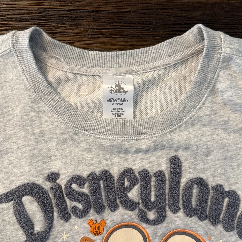Disneyland Mickey Cutie Ghost 2025 Light Heather Gray Pullover Sweatshirt Large - Picture 3 of 15